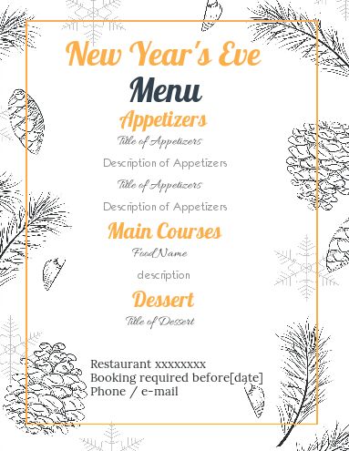 Menu New Year Dinner Party template