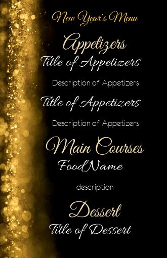 Menu New Year Dinner Party free template