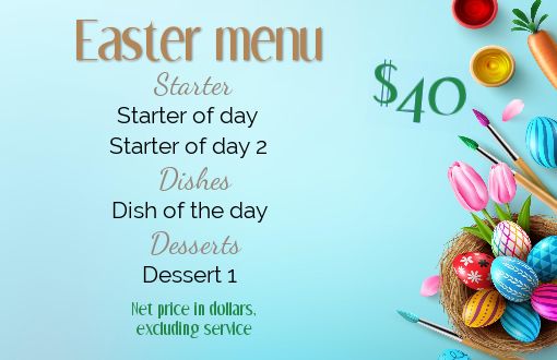 Menu Restaurant Easter Blue Egg free template