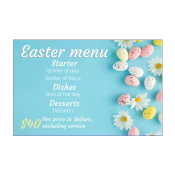 menu restaurant easter blue egg flower 