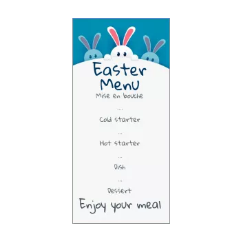menu restaurant easter blue drawing rabbit 