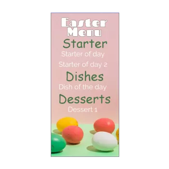 menu restaurant easter pastel egg green red 