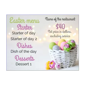 menu restaurant easter basket egg light 