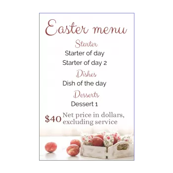 menu restaurant easter basket egg red wood 
