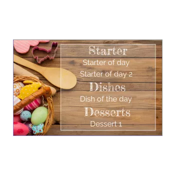 menu restaurant easter table basket egg wood 