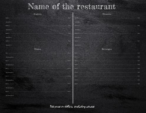 Card Menu Restaurant Black Slate template