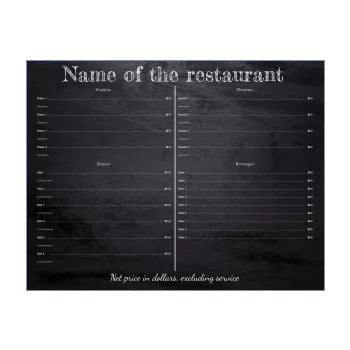 card menu restaurant black slate 