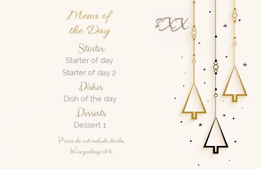 Card Menu Restaurant Christmas Golden free template