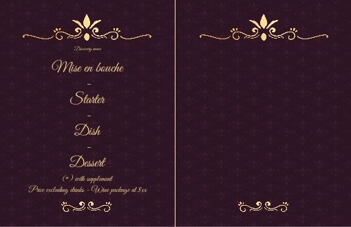 Verso Menu Restaurant Golden Elegant Mauve template