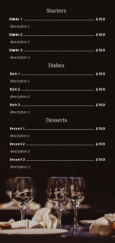 Card Menu Restaurant Glass Table free template