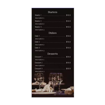 card menu restaurant glass table black 