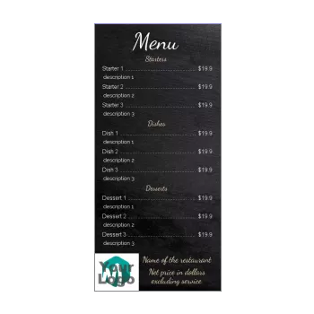 card menu restaurant black slate 