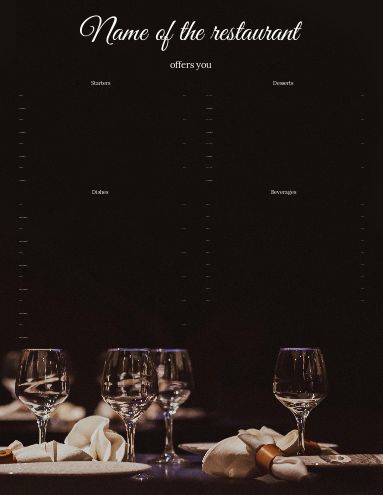 Card Menu Restaurant Table Black template