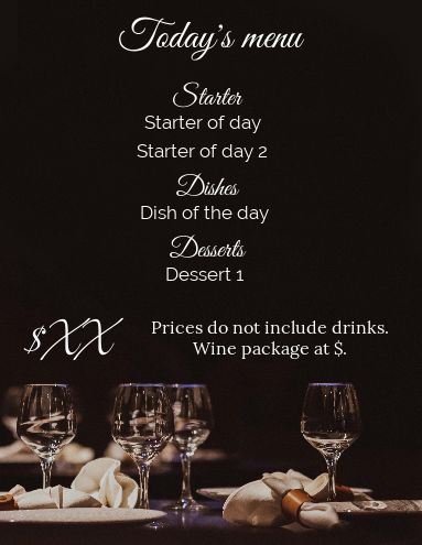 Card Menu Restaurant Glass Table template