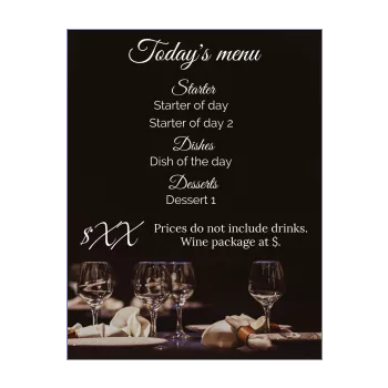 card menu restaurant glass table black 