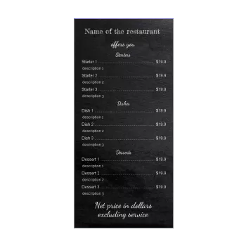 card menu restaurant black slate 