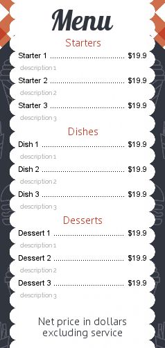 Card Menu Restaurant Snack Foodtruck free template