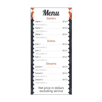 card menu restaurant snack foodtruck blue grey 