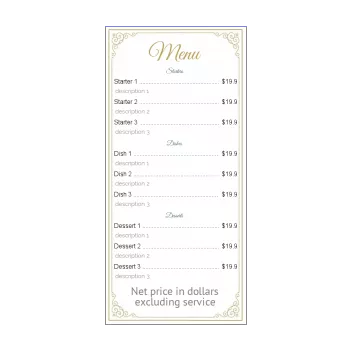 card menu restaurant gastronomic golden elegant yellow 