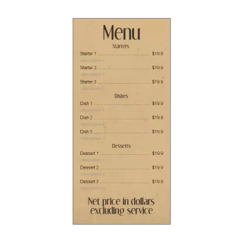card menu restaurant brown 