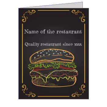 menu restaurant hamburger black orange 