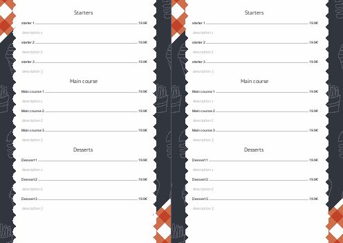 Verso Menu Restaurant Blue Grey template