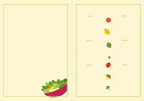 Verso Menu Restaurant Vegetable Green Orange with photo template