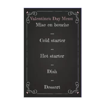 menu valentine s day black rose slate white 