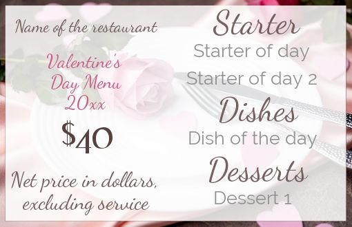 Menu Restaurant Valentine S Day free template