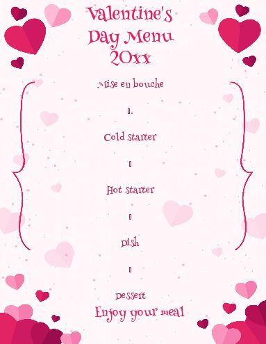 Menu Valentine S Day Heart template