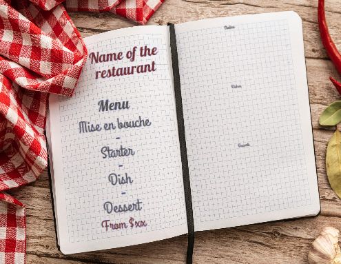 Card Menu Restaurant Table Tablecloth template