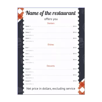 card menu restaurant snack foodtruck hamburger grey 