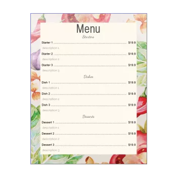 card menu restaurant pastel vegetable drawing 