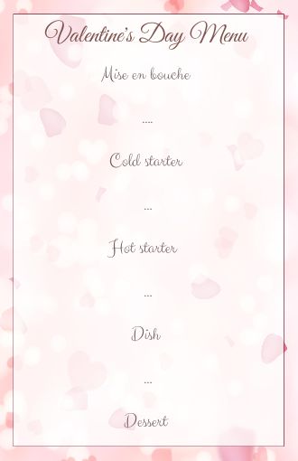 Menu Valentine S Day Heart free template