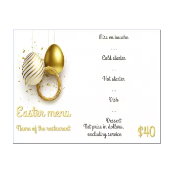 menu restaurant easter golden egg 