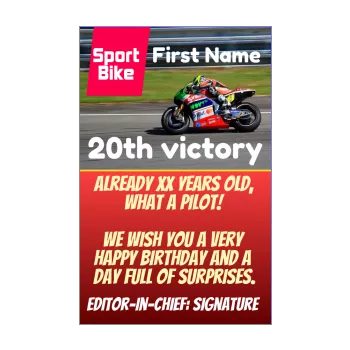 funny happy birthday card magazine motorbike red 