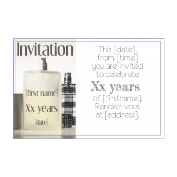 birthday card invitation perfume boy man white 