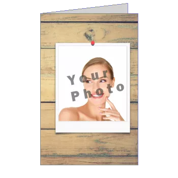 Birthday Card Invitation Brown Wood with photo virtual