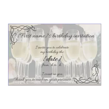 birthday card invitation champagne elegant alcohol 