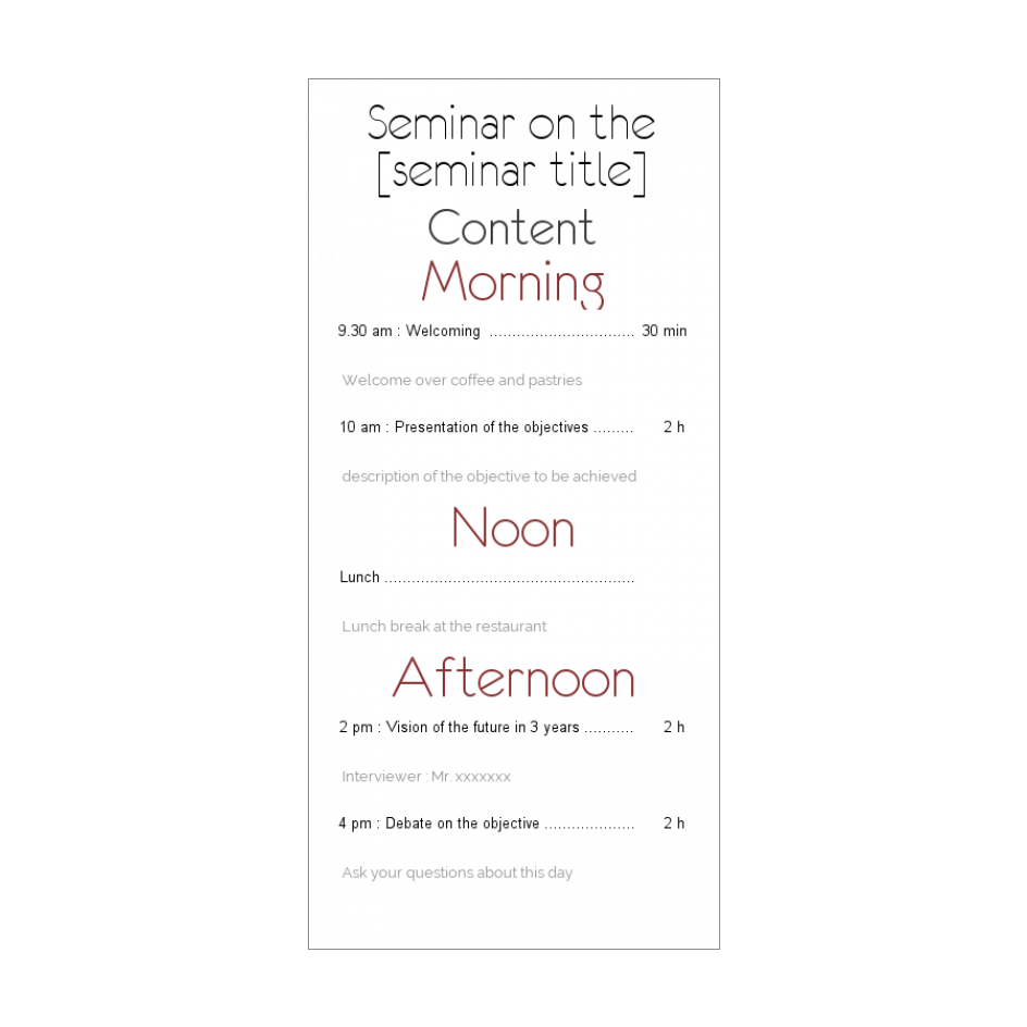 Card Invitation Meeting Program Seminar White free template (card Inside Seminar Invitation Card Template