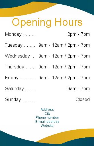 Poster Opening Hours Restaurant Shop free template