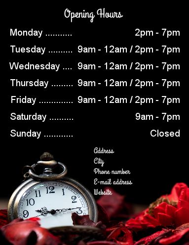 Poster Opening Hours Restaurant Shop template