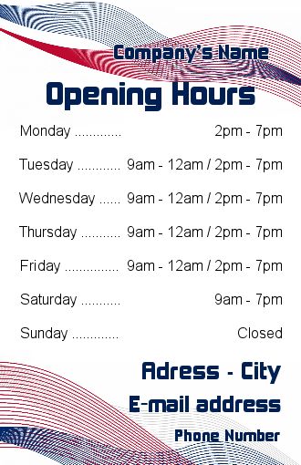 Poster Opening Hours Restaurant Shop free template