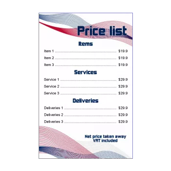 poster list price blue red 