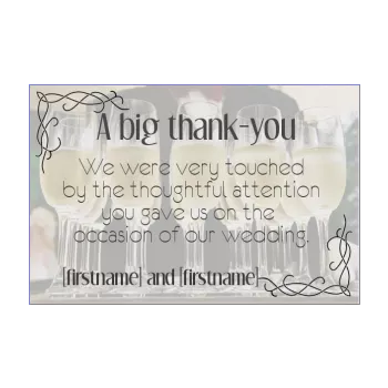 wedding card thanks champagne thank you alcohol 