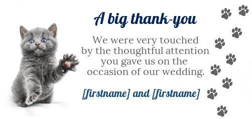 Wedding Thanks Cat Thank You virtual free
