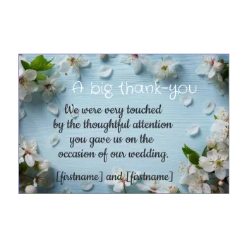 wedding card thanks blue flower thank you 