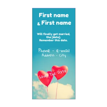 wedding save the date heart balloon blue red reminder sky 