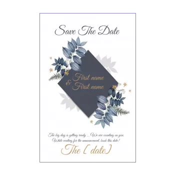 wedding save the date flower blue reminder 