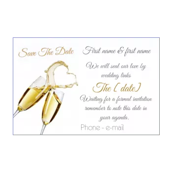 wedding save the date champagne heart reminder 